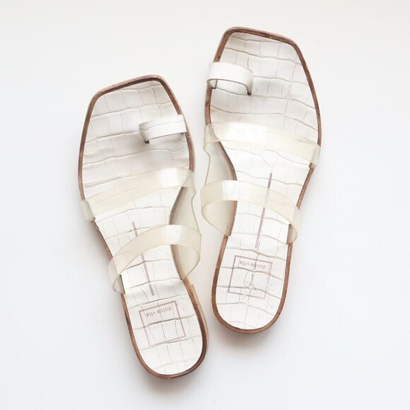 Dolce Vita White & Transparent Strappy Flat Slip-on / Slide / Flip-flop Sandals - Picture 13 of 13